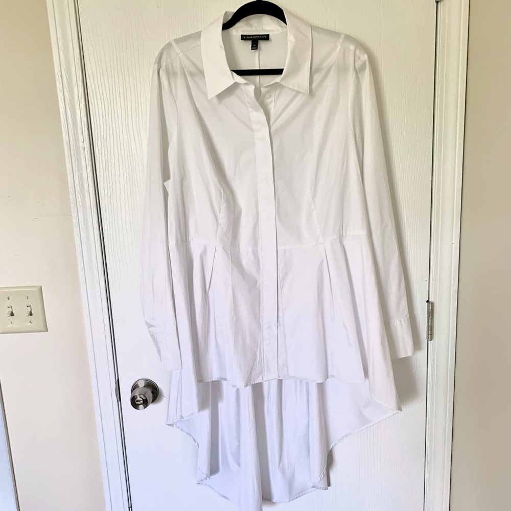 White button down, high low top lane bryant